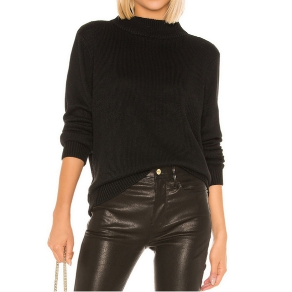 NBD Revolve Bela Sweater Small Black Wool Mock Neck Back Cut-out Oversized NWT - Picture 1 of 10